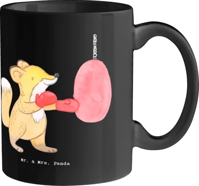 Produktbild von Mr. & Mrs. Panda Kaffeetasse Boxen Trainerin - Schwarz - Geschenk, inspirierende Frau, Keramiktasse, Sportart, Wertschätzung, Danksagung, Boxentraining Übungen, Becher