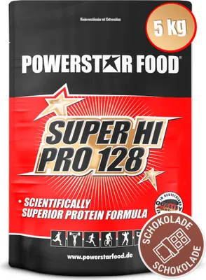 Produktbild von Powerstar SUPER HI PRO 128 | Mehrkomponenten Protein-Pulver 5kg | Höchste Biologische Wertigkeit | Protein-Shake zum Muskelaufbau | Chocolate