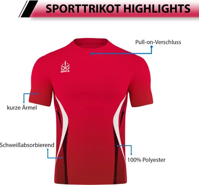 Produktbild von OMKA Trikot Teamsport Teamwear Fussballtrikot Shirt Jersey , Größe:S, Farbe:Rot