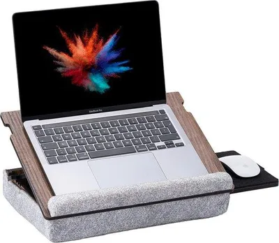 Productafbeelding van Famanu laptopstandaard met verstelbare hoogte – walnootkleur