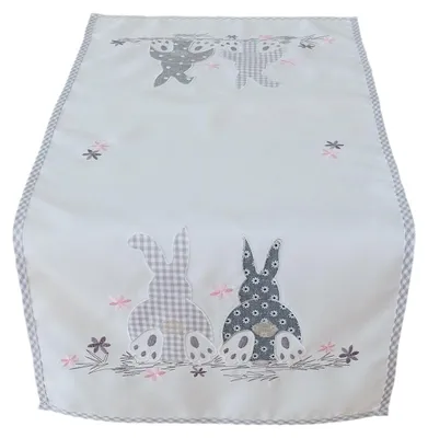 Tafelloper 40x85 cm mit Osterhasen-Stickerei, Polyester