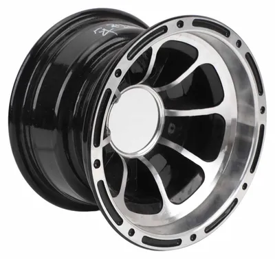 Imagen del producto de Llantas de aleación de aluminio de alta resistencia para vehículos todo terreno (ATV) de 8 pulgadas, con un diseño deportivo. Ideales para quads, karts y carros de golf. Ancho delantero: aproximadamente 142 mm / 5,6 pulgadas