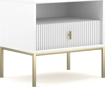 Produktbild von Nachttisch: eine Schublade, ein Regal, weiße Farbe, goldene Beine