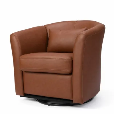 Produktbild von HomeMiYN Loungesessel, Polstersessel aus Kunstleder mit Armlehnen, bequemer Relaxsessel für Wohnzimmer, Schlafzimmer und Leseecke