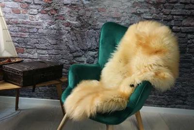 Image de Tapis en laine de mouton mérinos, véritable peau de mouton, de 120 à 130 cm, de couleur jaune