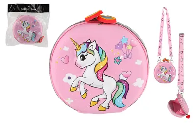 Obrázek produktu pro Kabelka/Peněženka jednorožec dětská se šňůrkou látka 14cm v sáčku