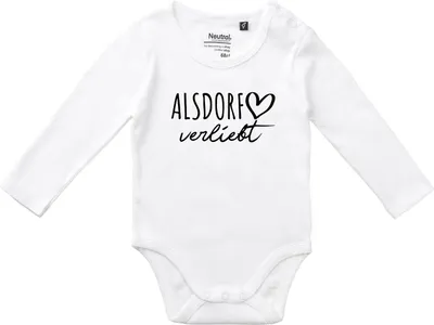 Produktbild von Huuraa Baby Body Alsdorf verliebt 68 White  Baumwolle Fairtrade Langarmbody Geschenkidee