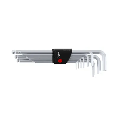 Produktbild von Wiha Innensechskant Schlüssel Satz 9-tlg, Stiftschlüssel Set mit Kugelkopf für Winkel bis zu 25 Grad, Sechskantschlüssel im Compact Halter (01418)