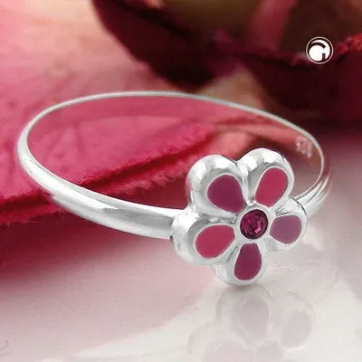 Produktbild von Ring Kinderring mit Blume pink Silber 925 Ringgröße 44