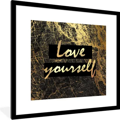 Produktbild von MuchoWow® Gerahmtes Poster Zitat - Zuversicht - Gold 40x40 cm - Poster mit Schwarzem Bilderrahmen Wandposter Rahmen Foto Bilder - Poster - Plakat im Rahmen