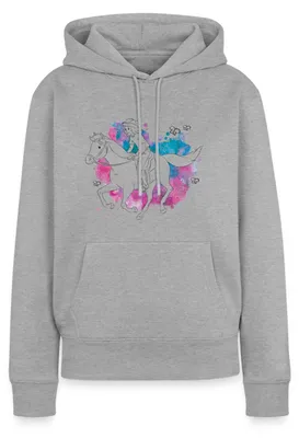 Produktbild von Spreadshirt Bibi Und Tina Hengst Amadeus Im Galopp Line Art Damen Premium Hoodie, 3XL, Grau meliert