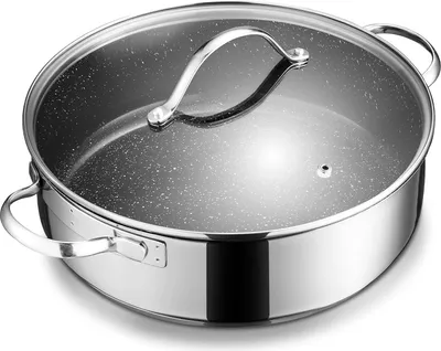 Image de Poêle à frire de 28 cm, 5,1 litres, en acier inoxydable 18/10, avec couvercle, pour la cuisine