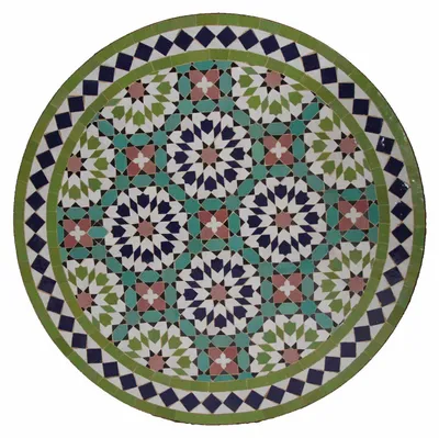 Produktbild von Marokkanischer Mosaik Bistrotisch Ankabut Rund Ø 70 cm, 75 cm Hoch, Hellgrün/Blau