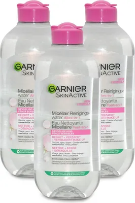 Produktbild von Garnier Skinactive Face Micellair Reinigingswater Gevoelige Huid - 400ml - Gezichtsreiniging, Frauen, 400 ml, Empflindliche Haut, Glättend, Beruhigend, 3 Stück(e), Flasche