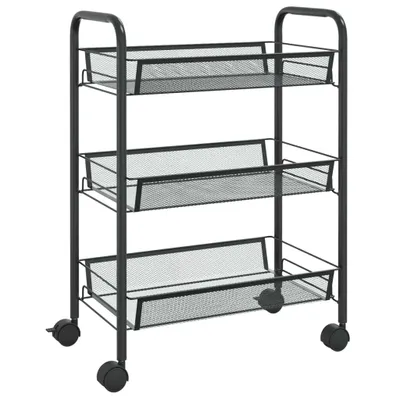 Produktbild von Küchenwagen 3 Etagen Schwarz 46x26x64 cm Eisen