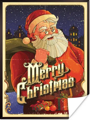 Produktbild von MuchoWow® Poster Vintage-Weihnachtsmann - Weihnachten 120x160 cm - Wandbilder