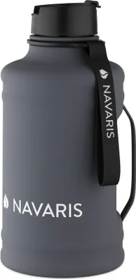 Produktbild von Navaris 2,2 Liter Fitness Trinkflasche - mit Haltegriff - XXL Flasche Gym Bottle - Sport Wasserflasche Water Jug - stabile Sportflasche aus Edelstahl