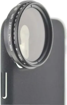 Produktbild von SYSTEM-S ND Vario Filter 37 mm Neutraldichtefilter in Schwarz mit Hülle für iPhone 12 Pro