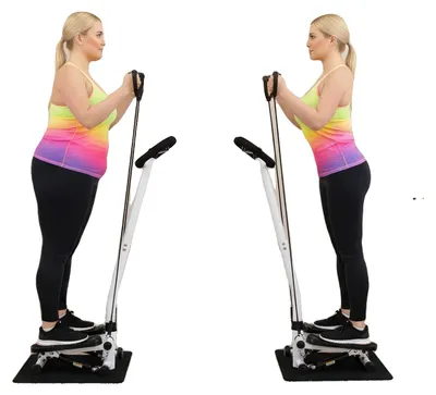 Obrázok produktu pre Fitness stepper, nosnosť 150 kg, z ocele a polypropylénu, voľne stojaci, ergonomický dizajn, displej so živými štatistikami