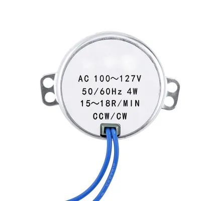 Imagen del producto de 1 motor síncrono de corriente alterna, 100-127 V, 4 W, 50/60 Hz, rotación en sentido antihorario/horario, motor con reductor
