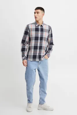 Produktbild von !Solid SDEsdras Herren Freizeithemd Hemd Langarmhemd mit Brusttasche normaler Hemd Kragen hochwertige Baumwoll-Qualität Oversize Fit Kariert Überhemd