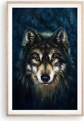 Produktbild von Gerahmtes Poster - Rahmen in heller Eiche - Wolf Dunkel Grafik - 61x91,5 cm - Wand Bild - Wanddeko - Wandbilder - Kunstposter - Wandposter - Bilderrahmen - Bilder - Kunstdruck - P2NPA61x91-4845