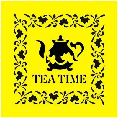 Produktbild von Mixed Media Schablone STENCIL für Decoupage Scrapbooking 16x16, Tea Time