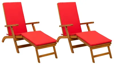 Produktbild von "SummerSchlussverkauf" Liegestuhl moderner Stil - Relaxliege - Balkon Saunaliege - zum Verstellen und Klappen mit Kissen 2 pcs Rot - Gartenliegen NEU 2026 182088
