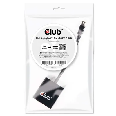 Produktbild von CLUB3D Mini DisplayPort 1.2 auf HDMI 2.0 UHD Aktiver Adapter, 0,15 m, Mini DisplayPort, HDMI Typ A (Standard), Stecker, Buchse, Gerade