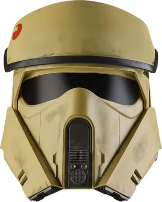 A close-up, front-facing view of a Star Wars Shoretrooper helmet.