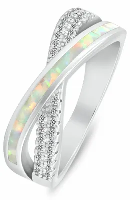 Produktbild von Passender Silberring mit Zirkonen und synthetischem Opal RI154W - Schaltung: 50 mm