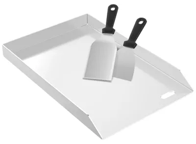 Produktbild von NAIZY Robuste Edelstahl Grillplatte & Grillblech, stabil Ofenblech Grillpfanne 30×45×4cm, 4mm, mit Fettablauf inkl. 2 Grill-Schaufeln für Grillparty
