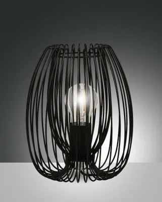 Produktbild von Nachttischleuchte Metall D: 20 cm 24 cm Schwarz E27 rund Modern Käfigschirm Tischlampe
