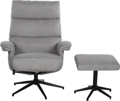 Produktbild von Relaxsessel OSOMO mit Hocker, 360° drehbar, Relaxfunktion, Bergamo-Webstoff, Stahlwellenunterfederung