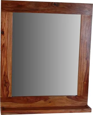 Produktbild von MiaMöbel Badspiegel mit Ablage - Aus Massivholz (Sheesham) - HBT: 78 x 65 x 12 cm - Spiegel für Gäste-WC, Flur & Badezimmer