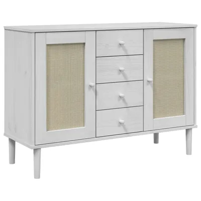 Obrázok produktu pre Komoda SENJA, ratanový vzhľad, biela 112x40x80 cm, borovica
