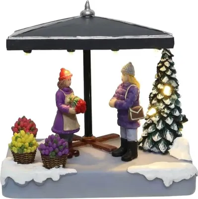 Productafbeelding van Florists with Customer with LED Polyresin 14cm Santaville