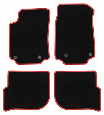 Image de Tapis de sol en moquette pour Audi 200 C3 1983-1991 (berline/break) – jeu 4 pièces, noir/rouge, sur mesure – Wielganizator CARLUX