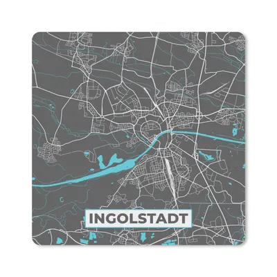 Produktbild von MuchoWow® Mauspad Mousepad Stadtplan - Karte - Ingolstadt - Blau - Deutschland - Karte 20x20 cm - Mousepads - Maus Mat - Pad - Mausunterlage - Desk Mat - Bureauartikeln