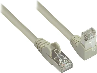 Produktbild von Patchkabel, Cat. 6, S/FTP, PiMF, 250MHz, einseitig 90° nach unten gewinkelt, grau, 0,25m, Good Connections