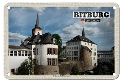 Produktbild von Blechschild Städte Bitburg Rathaus an der Römermauer 18x12cm Schild