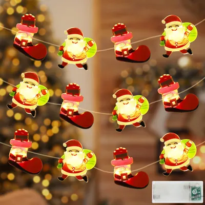 Weihnachtslichterkette 2,3 m, 20 LEDs, warmweiß, Weihnachtsmann, Timer