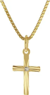 trendor 51954 Kreuz-Anhänger für Kinder Gold 585 mit Vergoldeter Silberkette 1