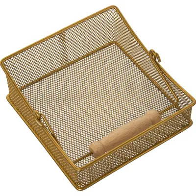 Serviettenhalter aus Metallgitter, goldfarben, 18x18x8/13 cm