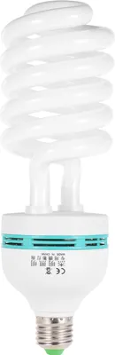 A spiral fluorescent light bulb with a standard screw base.