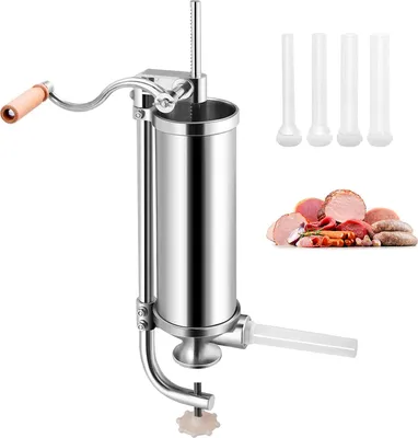 Produktbild von GOPLUS 3L Edelstahl Wurstfüller Wurstfüllmaschine manuell Wurstmaschine Wurstpress Wurstspritze 4 Füllrohre