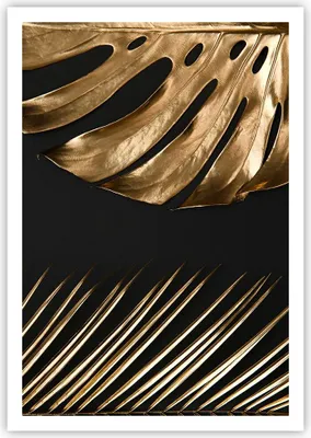 Produktbild von Poster - Poster ohne Rahmen - Golden Blatt Monstera - 70x100 cm - Wand Bild - Wanddeko - Wandbilder - Kunstposter - Wandposter - Bilder - Kunstdruck - Wanddekoration - Wandbild - P2XPA70x100-5028