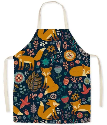 Kinder-Leinenschürze Fuchs-Muster, 17,7 x 22 Zoll, unisex, maschinenwaschbar