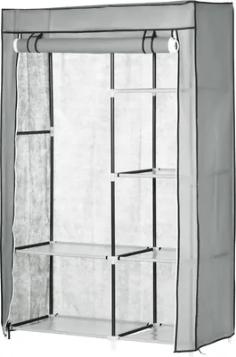 Obrázek produktu pro Šatní Skříň Látková, 6 Přihrádek, Šedá, 103X43X162,5Cm, Skládací Šatní Skříň Ve Fleecovém Vzhledu