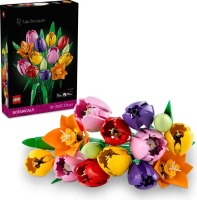 Produktbild von LEGO Botanicals Tulpenstrauß - Kunstblumen für Erwachsene - inkl. 14 künstlicher Tulpen in 5 Farben zur Deko Blumen für Schreibtisch & Zuhause - DIY Bastelset als Geschenk für Frauen - 11501